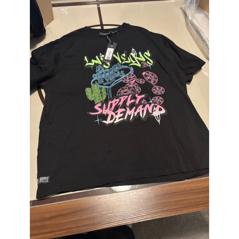 Supply & Demand Vegas Tee Black Graphic T-Shirt Mens 2XL New SUMT7365